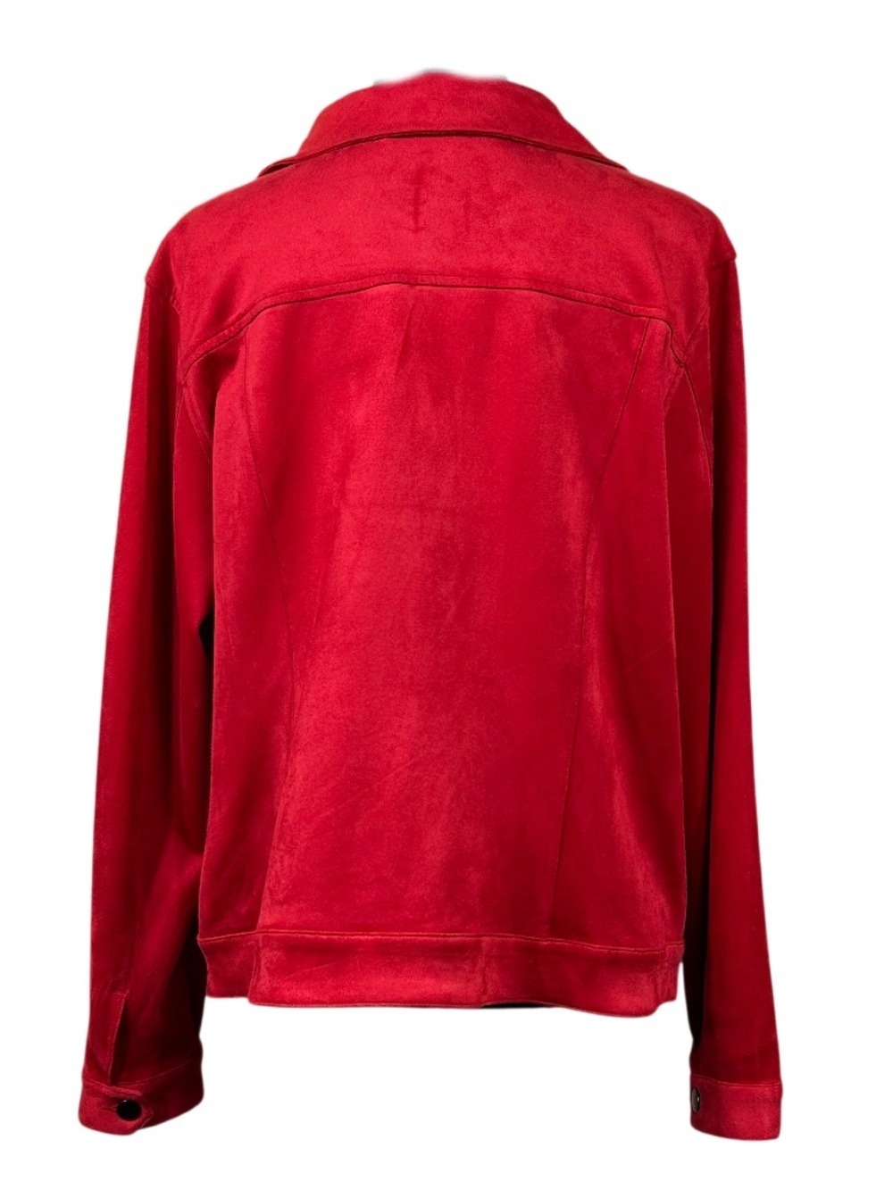 Tribal Crimson Red Faux Suede Lightweight Lagenlook Jacket Size XL - Picture 3 of 11